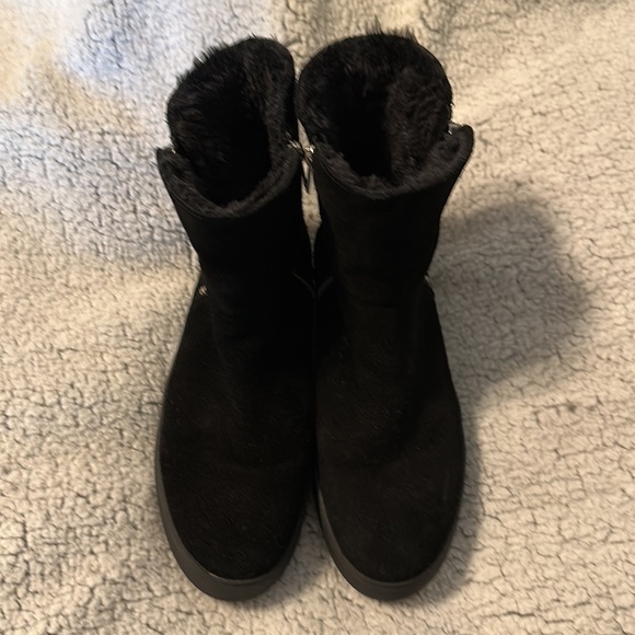 J Slides Black Suede Leather Double Zipper Calf Boots 9.5 M - Picture 2 of 11